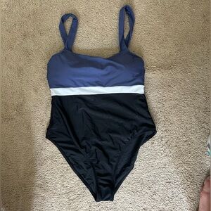 Blue and Black One-Piece Cupshe Swimsuit